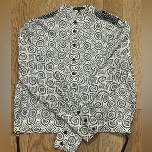 rag & bone Black & White Long Sleeve Patterned Blouse Size Small